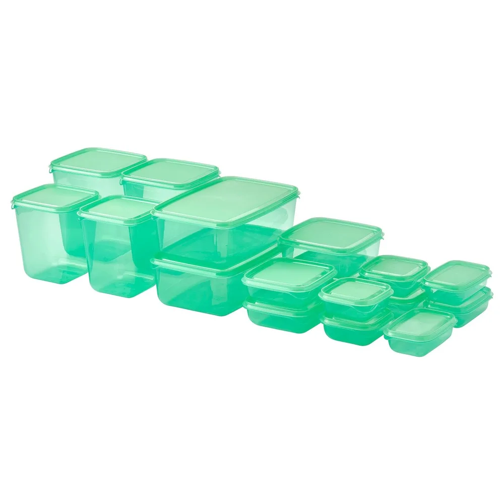 IKEA PRUTA (ИКЕА ПРУТА) — Контейнер для продуктов с крышкой, 17 штук, зеленый