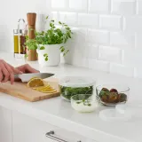 IKEA BESTÄMMA (ИКЕА БЕСТЭММА) — Контейнер для еды с крышкой, набор из 3 штук, стекло — фото 2