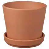 IKEA BRUNBÄR (ИКЕА БРУНБЭР) — Цветочный горшок с блюдцем, открытый терракот, 12 см — фото 1