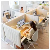 IKEA MITTZON (ИКЕА МИТТЗОН) — Акустический настольный экран, бежевый с пушечным напылением, 125x72 см — фото 3