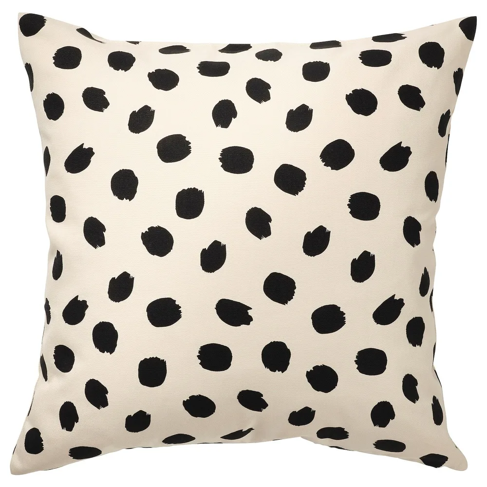IKEA ODDNY (ИКЕА ОДДНЙ) — Наволочка, кремовый/черный точечный рисунок, 50x50 см