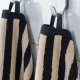 IKEA SLÅNHÖSTMAL (ИКЕА СЛОНХОСТМАЛ) — Полотенце банное, черное/светло-бежевое в полоску, 100x150 см — фото 4