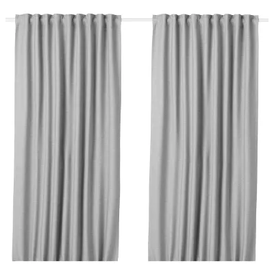 IKEA VILBORG (ИКЕА ВИЛБОРГ) — Шторы, 1 пара, на ленте/серая, 145x300 см