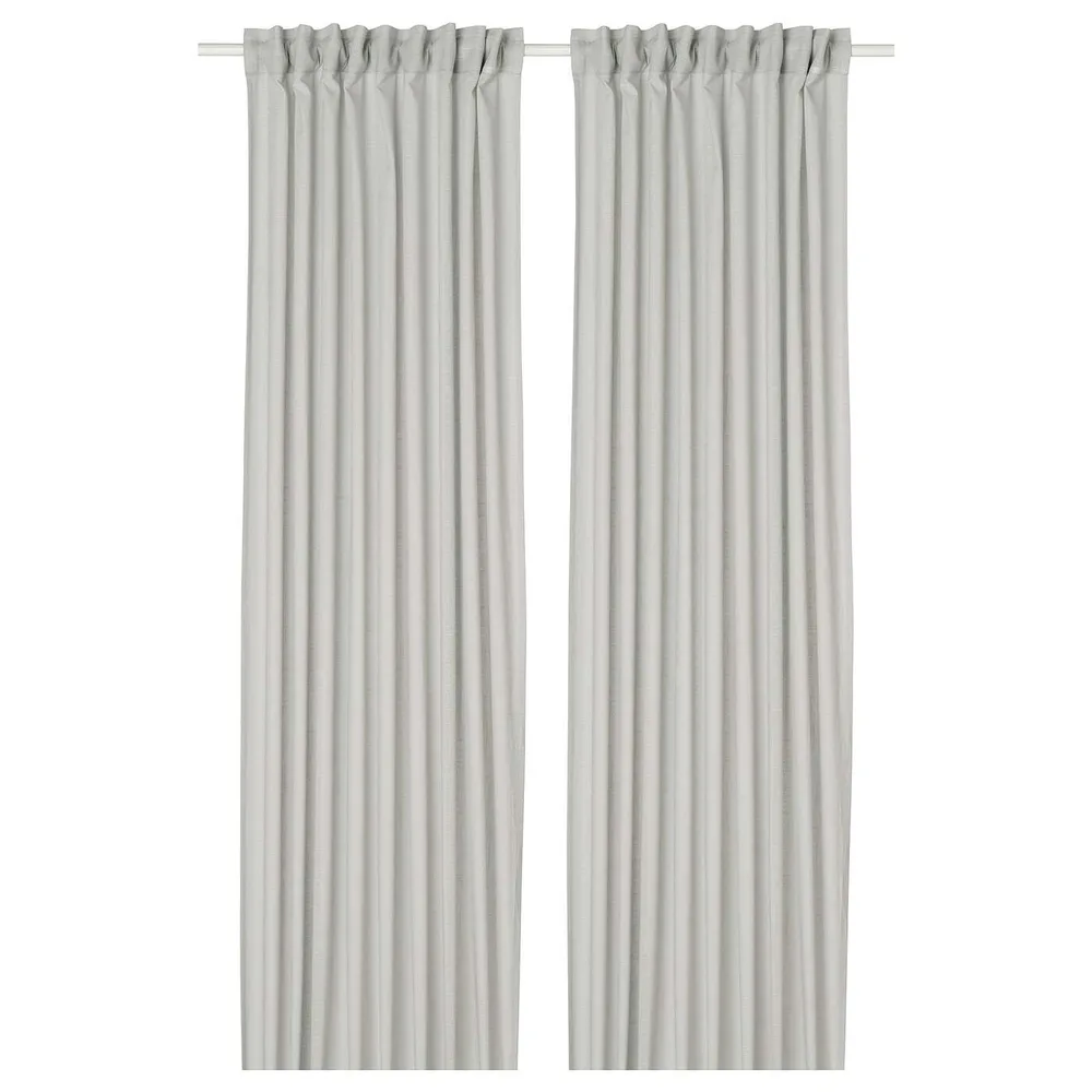 IKEA SILVERLÖNN (ИКЕА СИЛВЕРЛОНН) — Шторы, 2 шт, на ленте/светло-серые, 145x300 см