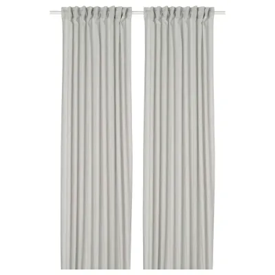 IKEA SILVERLÖNN (ИКЕА СИЛВЕРЛОНН) — Шторы, 2 шт, на ленте/светло-серые, 145x300 см