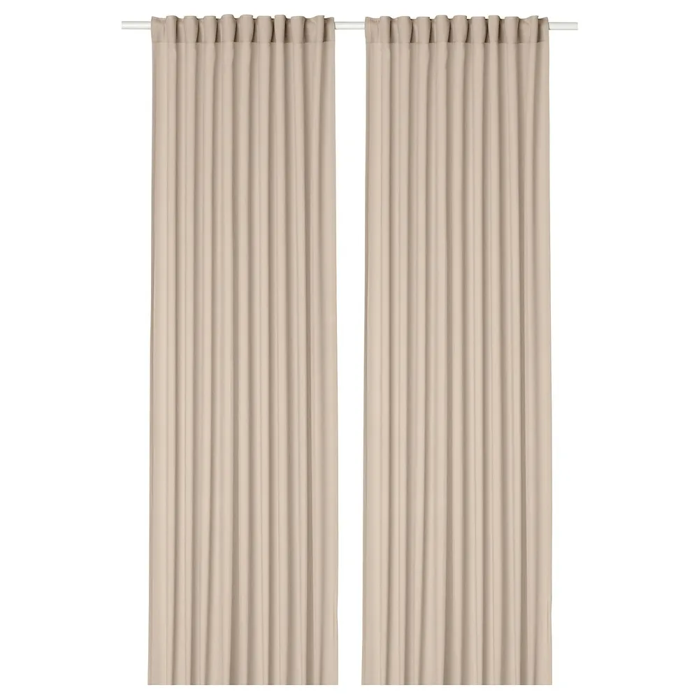 IKEA ROSENROBINIA (ИКЕА РОСЕНРОБИНИА) — Шторы, 2 шт, на ленте/бежевые, 145x300 см