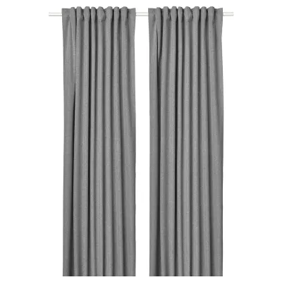 IKEA ROSENMANDEL (ИКЕА РОСЕНМАНДЕЛ) — Шторы блэкаут, пара, на ленте/серый, 135x300 см
