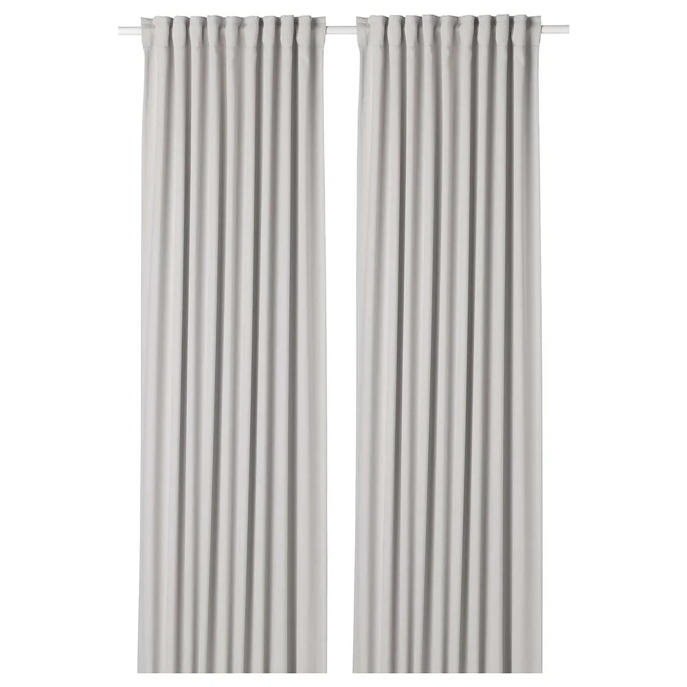 IKEA MAJGULL (ИКЕА МАЙГУЛЛ) — Шторы, 1 пара, на ленте/светло-серый, 145x300 см