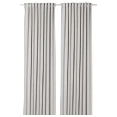 IKEA MAJGULL (ИКЕА МАЙГУЛЛ) — Шторы, 1 пара, на ленте/светло-серый, 145x250 см