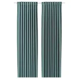 IKEA MAJGULL (ИКЕА МАЙГУЛЛ) — Шторы, 1 пара, на ленте/темно-серый/бирюзовый, 145x300 см — фото 1