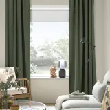 IKEA MAJGULL (ИКЕА МАЙГУЛЛ) — Шторы блэкаут, пара, на ленте/темно-зеленый, 145x300 см — фото 2