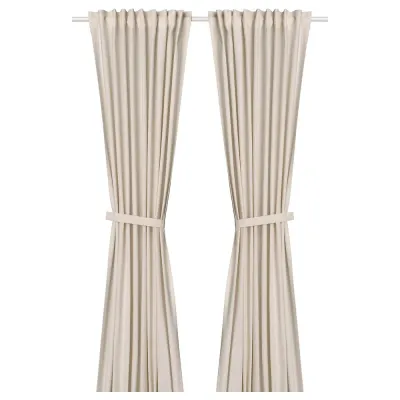 IKEA LENDA (ИКЕА ЛЕНДА) — Штора с креплением, 2 шт, на ленте/кремовая, 140x300 см