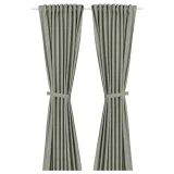 IKEA LENDA (ИКЕА ЛЕНДА) — Штора с креплением, 2 шт, на ленте/светло-серо-зеленый, 140x300 см — фото 1