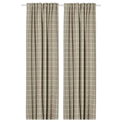 IKEA HÄGGVECKMAL (ИКЕА ХЭГГВЕКМАЛ) — Шторы, 1 пара, на ленте/бежевые, 145x300 см