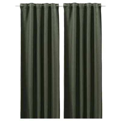 IKEA ANNAKAJSA (ИКЕА АННАКАЙСА) — Шторы, 1 пара, на ленте/темно-зеленый, 145x300 см