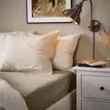 IKEA ULLVIDE (ИКЕА УЛЛВИДЕ) — Простыня на резинке, серо-бежевая, 90x200 см — фото 3