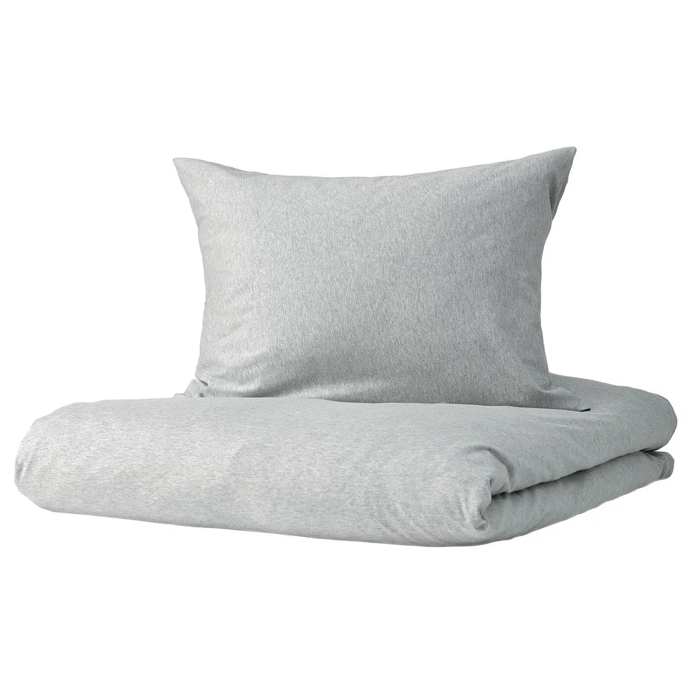 IKEA SPJUTVIAL (ИКЕА СПЙУТВИАЛ) — Пододеяльник и 2 наволочки, светло-серый/меланж, 200x200/50x60 см