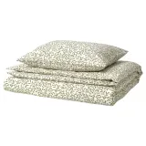 IKEA SORGMANTEL (ИКЕА СОРГМАНТЕЛ) — Пододеяльник и наволочка, белый/зеленый, 150x200/50x60 см — фото 1