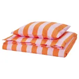 IKEA SLÅNHÖSTMAL (ИКЕА СЛОНХОСТМАЛ) — Пододеяльник и наволочка, оранжевый/розовый/полосатый, 150x200/50x60 см — фото 1