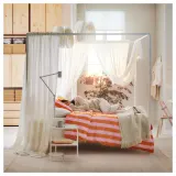 IKEA SLÅNHÖSTMAL (ИКЕА СЛОНХОСТМАЛ) — Пододеяльник и наволочка, оранжевый/розовый/полосатый, 150x200/50x60 см — фото 6