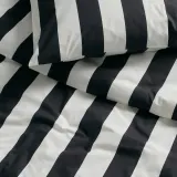 IKEA SLÅNHÖSTMAL (ИКЕА СЛОНХОСТМАЛ) — Пододеяльник и 2 наволочки, черный/белый/полосатый, 200x200/50x60 см — фото 2