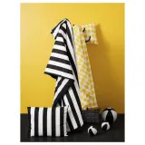 IKEA SLÅNHÖSTMAL (ИКЕА СЛОНХОСТМАЛ) — Пододеяльник и 2 наволочки, черный/белый/полосатый, 200x200/50x60 см — фото 7
