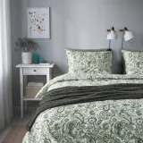 IKEA RODGERSIA (ИКЕА РОДГЕРСИА) — Пододеяльник и наволочка, зеленый/белый, 150x200/50x60 см — фото 3