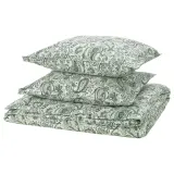 IKEA RODGERSIA (ИКЕА РОДГЕРСИА) — Пододеяльник и 2 наволочки, зеленый/белый, 200x200/50x60 см — фото 1