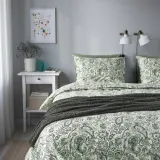 IKEA RODGERSIA (ИКЕА РОДГЕРСИА) — Пододеяльник и 2 наволочки, зеленый/белый, 200x200/50x60 см — фото 3