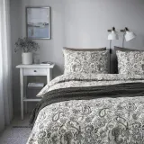 IKEA RODGERSIA (ИКЕА РОДГЕРСИА) — Пододеяльник и 2 наволочки, серый/белый, 200x200/50x60 см — фото 3
