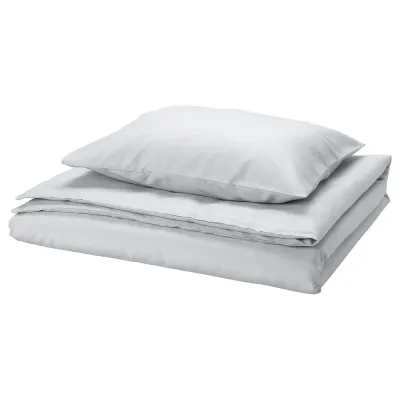 IKEA PILTANDVINGE (ИКЕА ПИЛТАНДВИНГЕ) — Пододеяльник и наволочка, серый, 150x200/50x60 см
