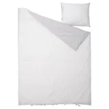 IKEA NATTSLÄNDA (ИКЕА НАТТСЛЭНДА) — Пододеяльник и наволочка, цветочный узор, серый/белый, 150x200/50x60 см — фото 3