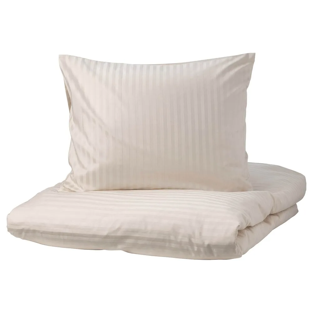 IKEA NATTJASMIN (ИКЕА НАТТЙАСМИН) — Пододеяльник и наволочка, светло-бежевый, 150x200/50x60 см
