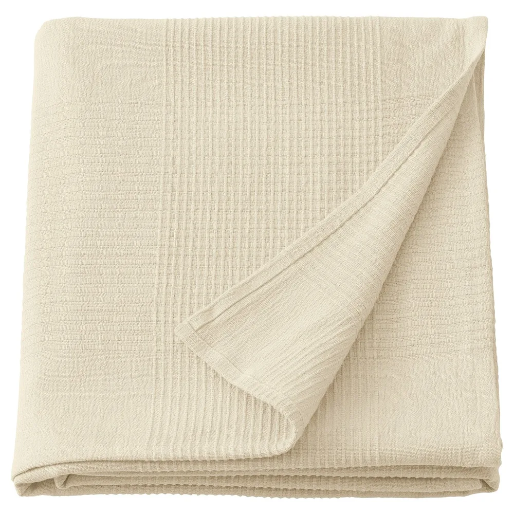 IKEA INDIRA (ИКЕА ИНДИРА) — Покрывало, натуральный/отбеленный хлопок, 150x250 см