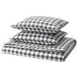 IKEA EKTANDVINGE (ИКЕА ЕКТАНДВИНГЕ) — Пододеяльник и 2 наволочки, антрацитово-белый/чешуйчатый, 200x200/50x60 см — фото 1