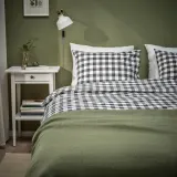 IKEA EKTANDVINGE (ИКЕА ЕКТАНДВИНГЕ) — Пододеяльник и 2 наволочки, антрацитово-белый/чешуйчатый, 200x200/50x60 см — фото 2