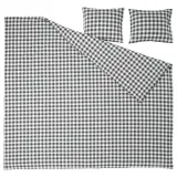 IKEA EKTANDVINGE (ИКЕА ЕКТАНДВИНГЕ) — Пододеяльник и 2 наволочки, антрацитово-белый/чешуйчатый, 200x200/50x60 см — фото 5