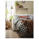 IKEA EKTANDVINGE (ИКЕА ЕКТАНДВИНГЕ) — Пододеяльник и 2 наволочки, антрацитово-белый/чешуйчатый, 200x200/50x60 см — фото 6