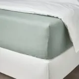 IKEA DVALA (ИКЕА ДВАЛА) — Простыня на резинке, серо-зеленая, 160x200 см — фото 3