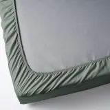 IKEA DVALA (ИКЕА ДВАЛА) — Простыня на резинке, серо-зеленая, 90x200 см — фото 4