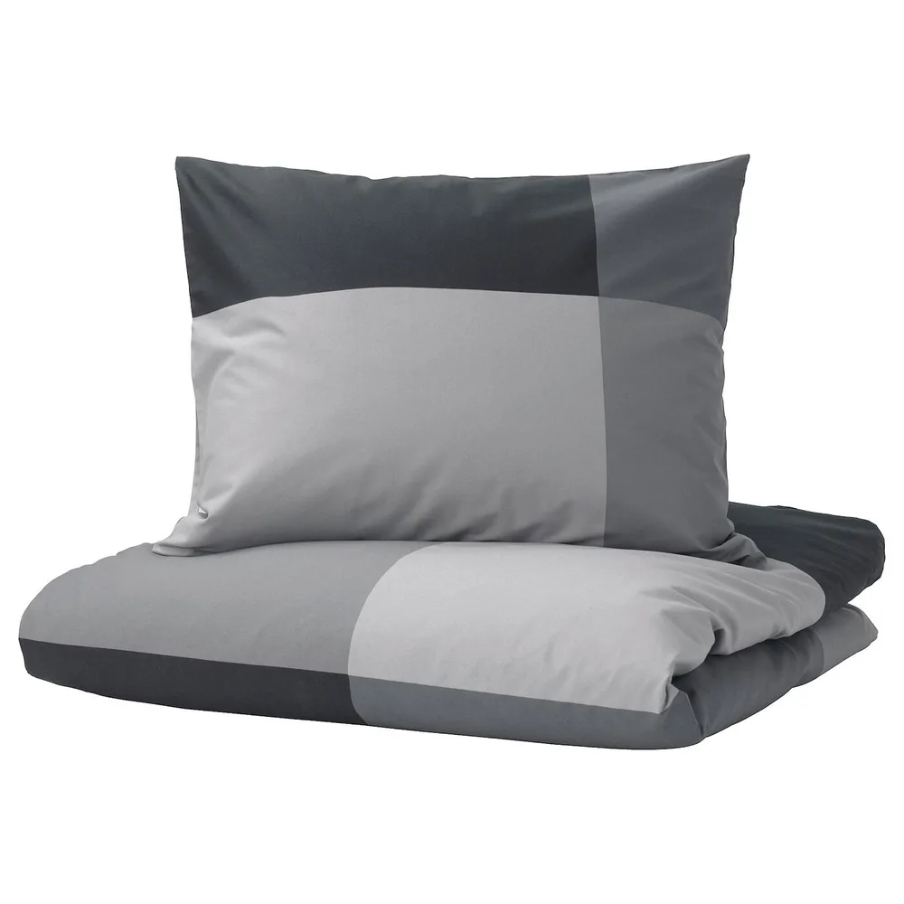 IKEA BRUNKRISSLA (ИКЕА БРУНКРИССЛА) — Пододеяльник и 2 наволочки, черный, 200x200/50x60 см