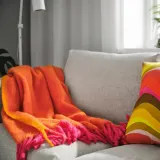 IKEA KLIPPOXEL (ИКЕА КЛИППОКСЕЛ) — Одеяло, оранжевый/светло-розовый, 130x170 см — фото 3
