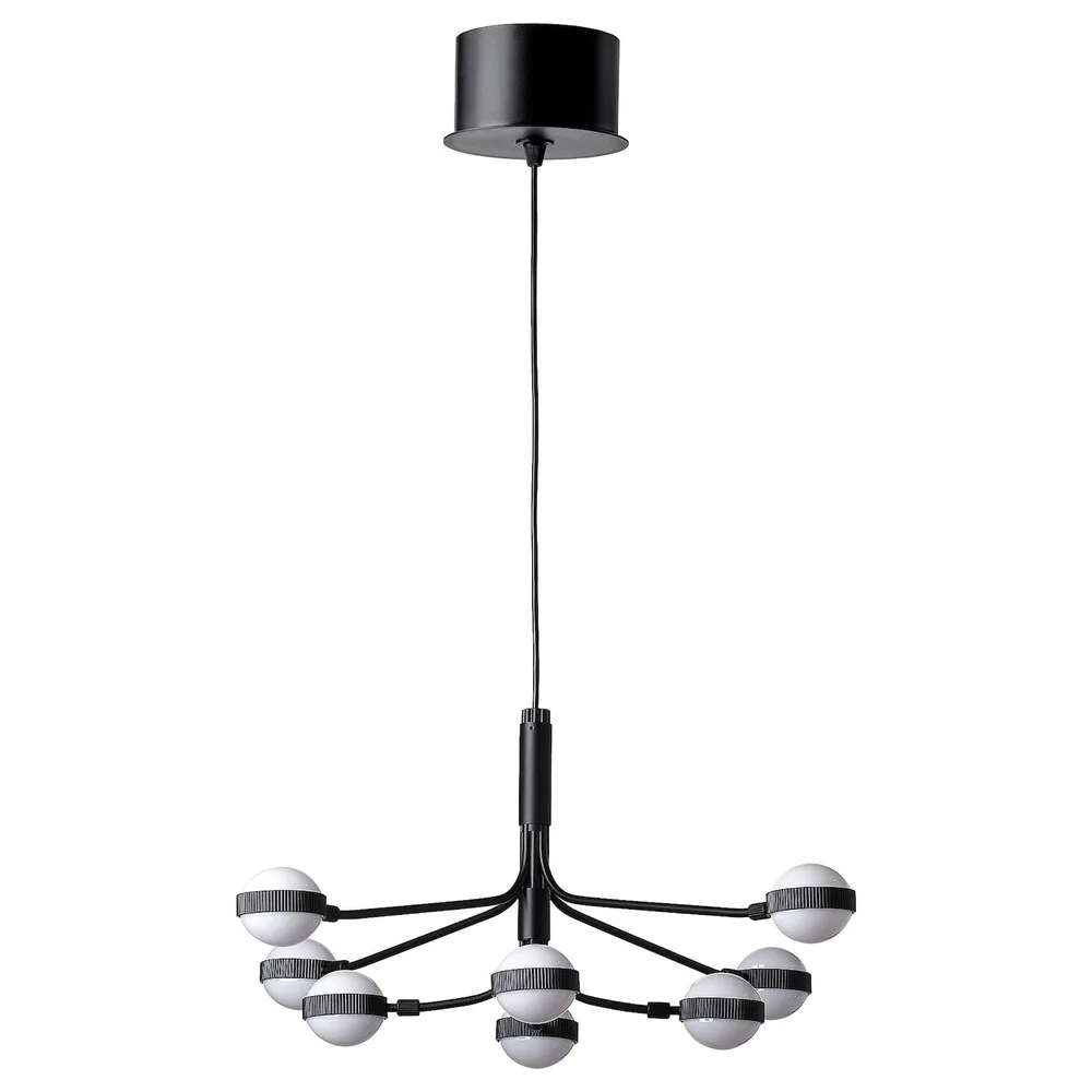 IKEA STORSLINGA (ИКЕА СТОРСЛИНГА) — Светодиодная люстра, 8 спиц, черный/белый, 70 см