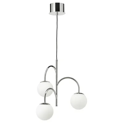 IKEA SIMRISHAMN (ИКЕА СИМРИСХАМН) — Подвесной светильник, 3-рожковый, хром/опаловое белое стекло, 55 см