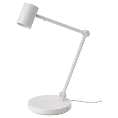IKEA NYMÅNE (ИКЕА НУМОНЕ) — Настольная лампа с зарядным устройством индуктивная, белая
