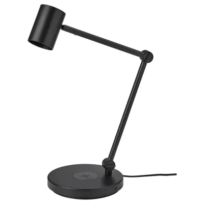 IKEA NYMÅNE (ИКЕА НУМОНЕ) — Настольная лампа с зарядным устройством Индукционное зарядное устройство, антрацит
