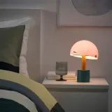 IKEA NÖDMAST (ИКЕА НОДМАСТ) — Светодиодная лампа на батарейках, светло-розовый/темно-серо-зеленый, 26 см — фото 2