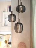 IKEA HÖGVIND (ИКЕА ХОГВИНД) — Подвесной светильник/3 лампы, серое никелированное стекло, 41 см — фото 5