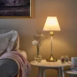 IKEA FLYGHÖJD (ИКЕА ФЛУГХОЙД) — Настольная лампа, латунь/бежевый, 54 см — фото 3