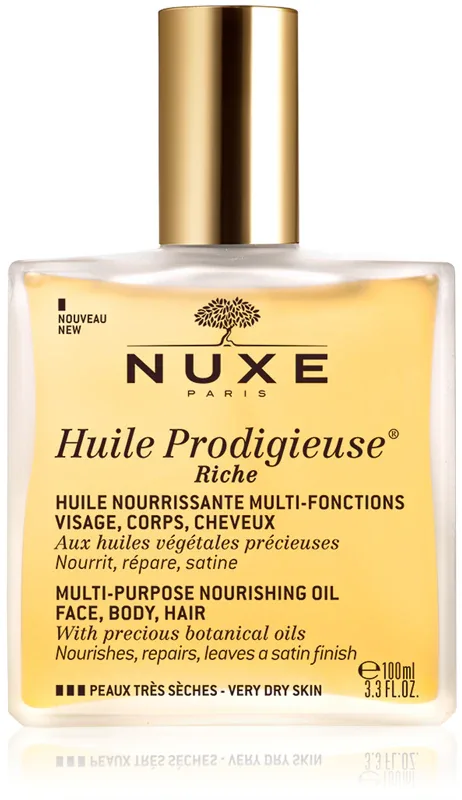 Nuxe Huile Prodigieuse Riche - Сухое многофункциональное масло для очень сухой кожи, 100 ml